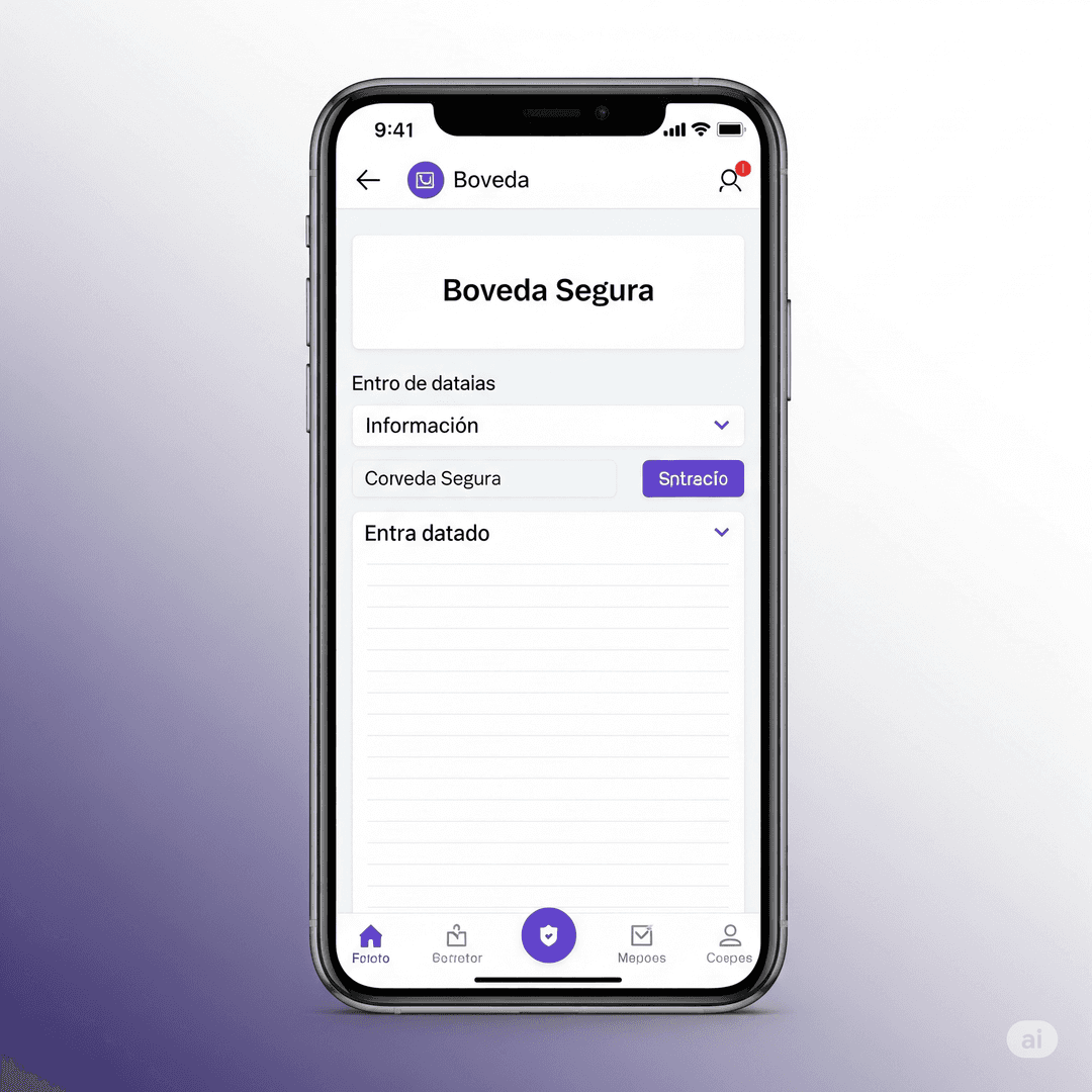 Mockup de la bóveda segura de información del dispositivo
